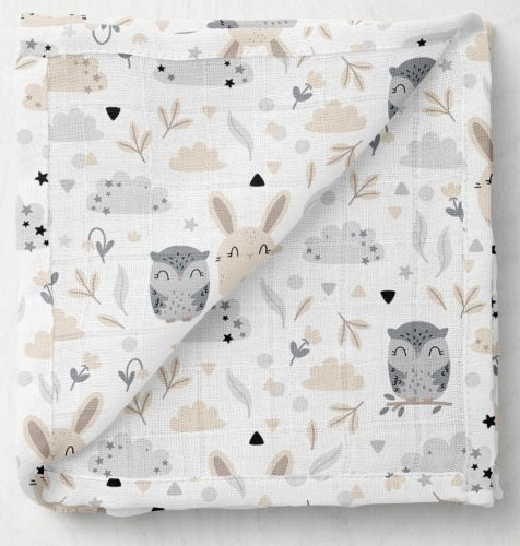 Muszlin textilpelenka csomag - bagoly és nyuszi