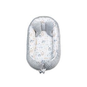   Babafészek pillangó párnával - bagoly és nyuszi - szürke minky